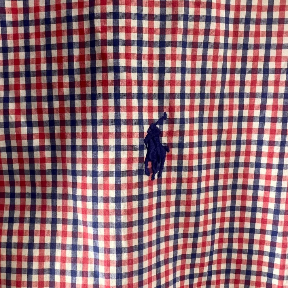 Ralph Lauren Oxford Button Front Short Sleeve Shirt Check Men's Large